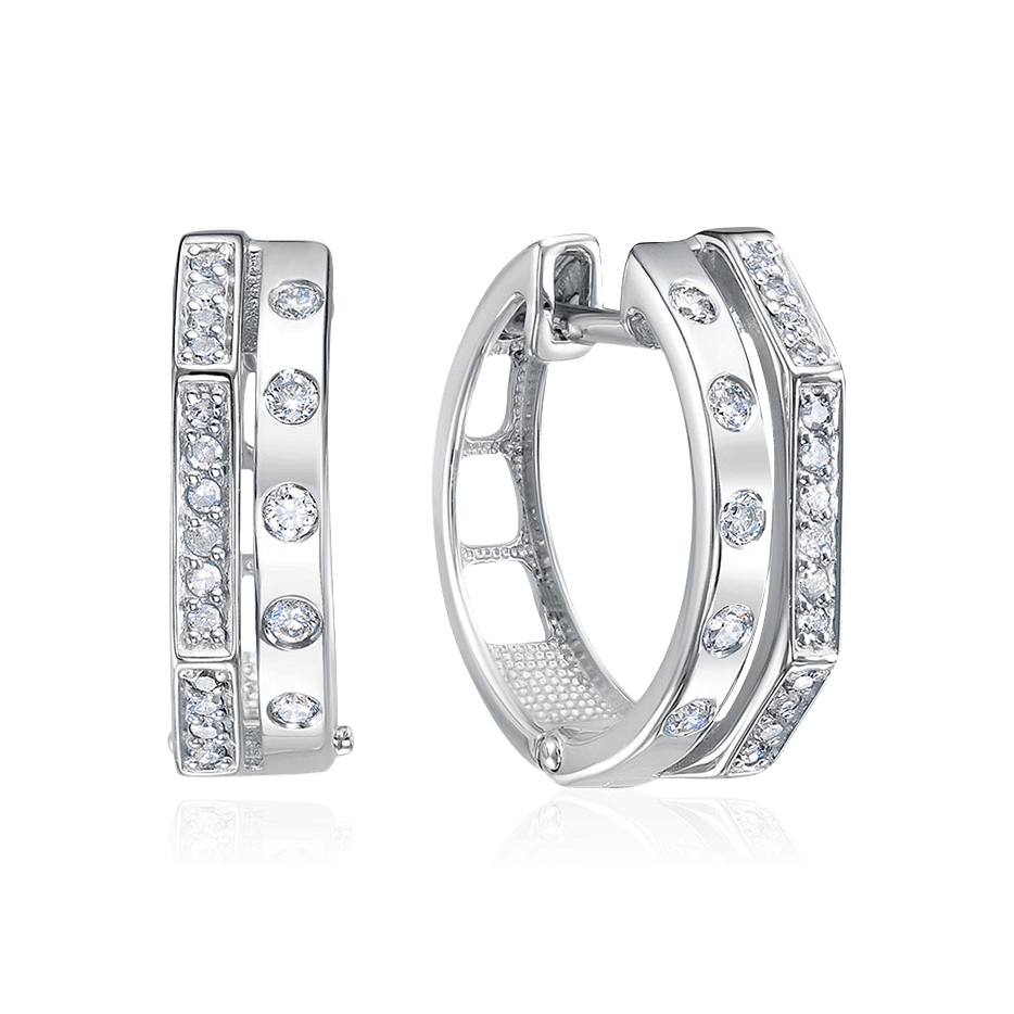 Серьги с бриллиантами из белого золота 585 пробы (арт. 105675)