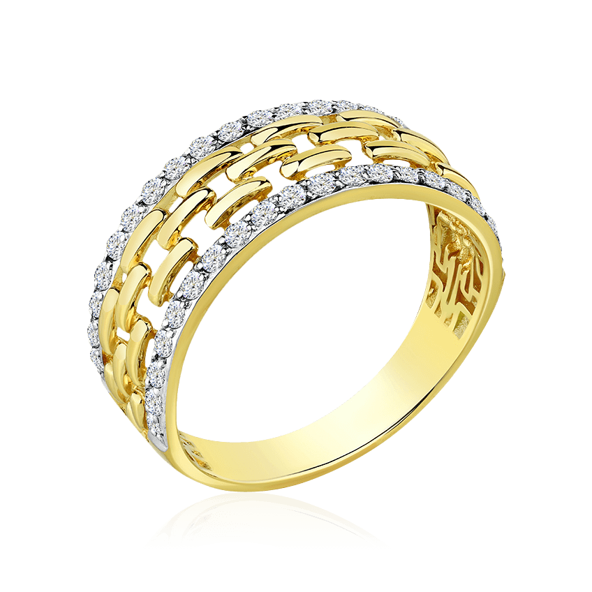 Кольцо с бриллиантами из желтого золота 585 пробы (арт. 101399)