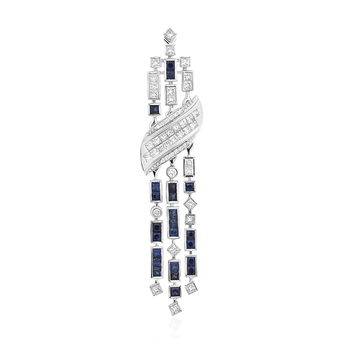 Кулон с сапфиром, бриллиантами из белого золота 750 пробы, фото № 1