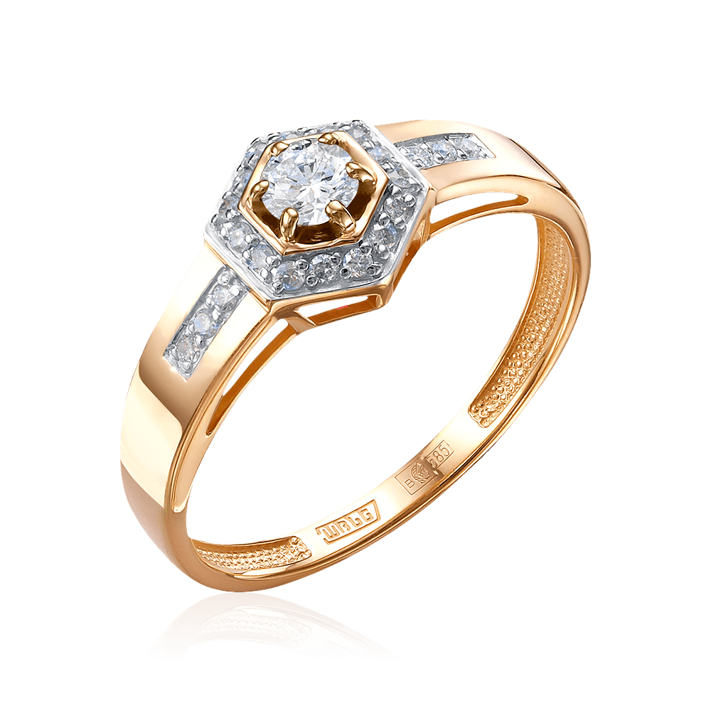 Кольцо с бриллиантами из красного золота 585 пробы (арт. 96966)