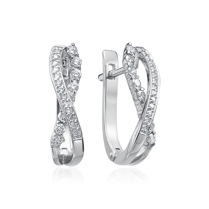 Серьги с бриллиантами из белого золота 585 пробы (арт. 70930)