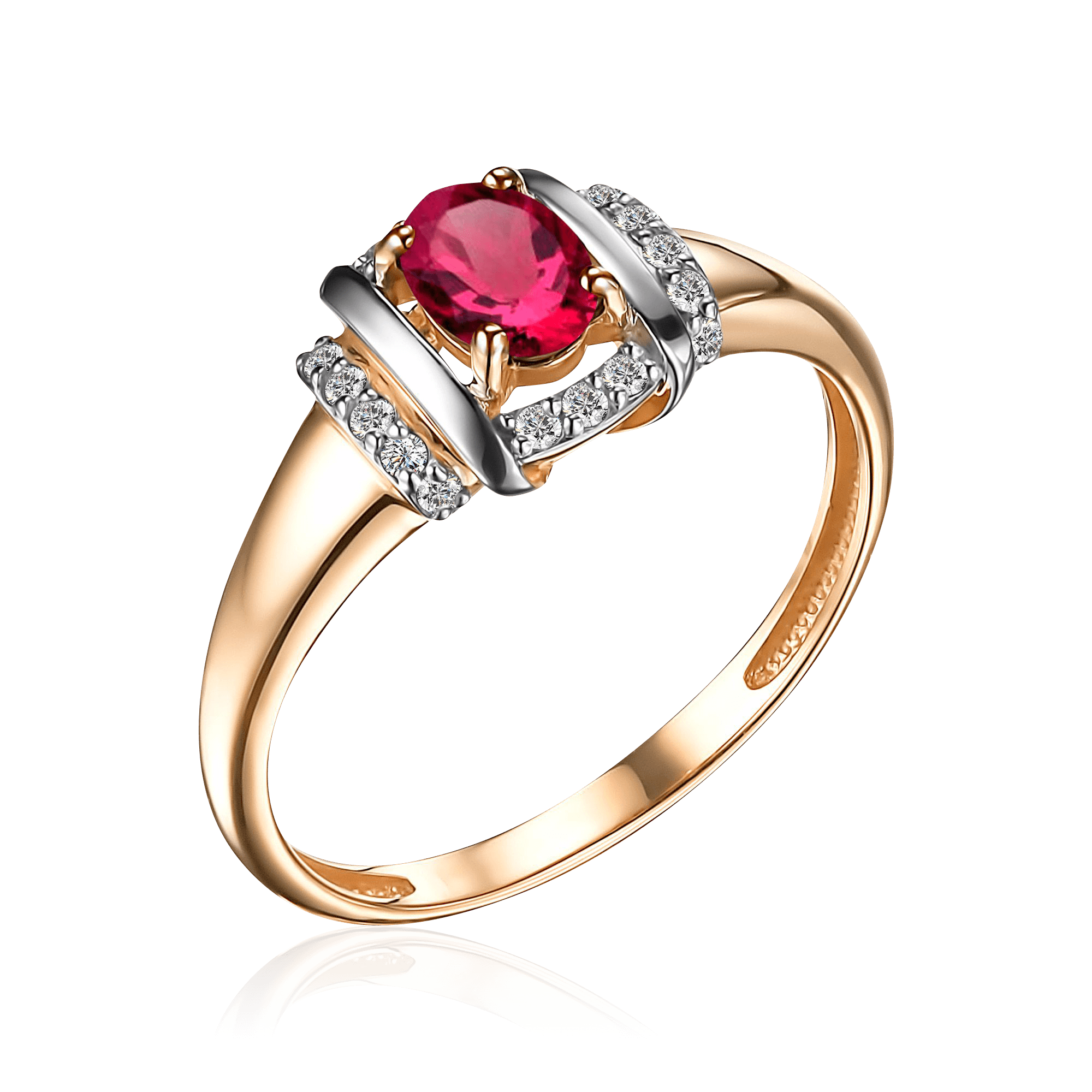 Кольцо с рубином, бриллиантами из красного золота 585 пробы (арт. 94242)