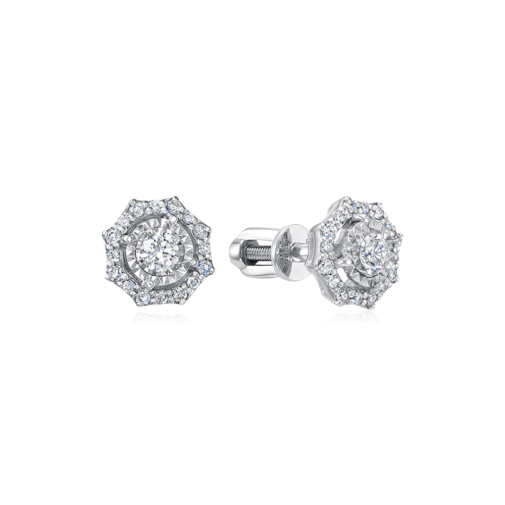 Серьги с бриллиантами из белого золота 585 пробы (арт. 117700)