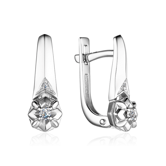 Серьги с бриллиантами из белого золота 585 пробы, фото № 1