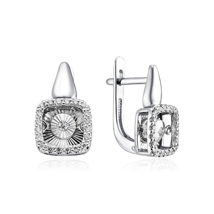 Серьги с бриллиантами из белого золота 585 пробы (арт. 100073)