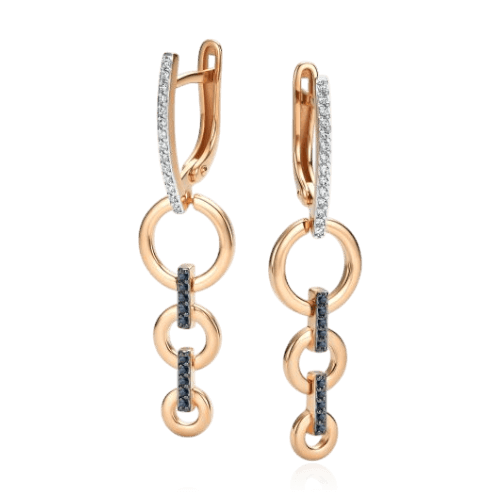 Серьги с сапфиром, бриллиантами из красного золота 585 пробы (арт. 130109)
