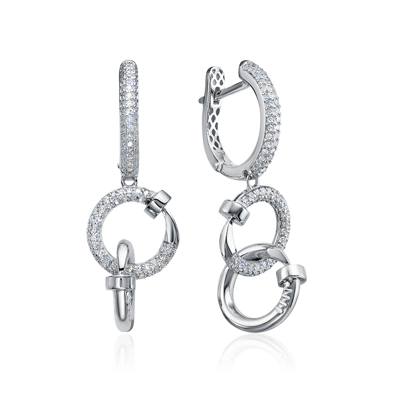 Серьги с бриллиантами из белого золота 585 пробы, фото № 1