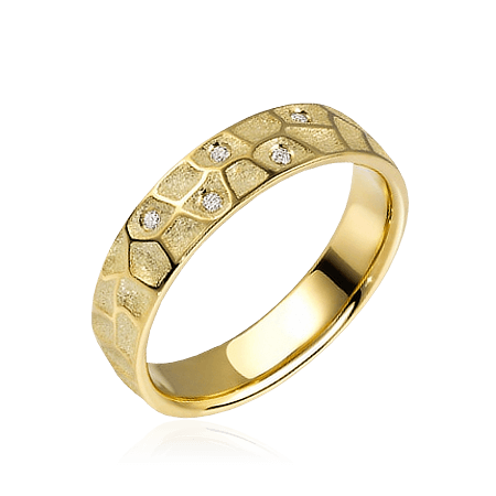 Обручальное кольцо из желтого золота 585 с 5 бриллиантами, фото № 1