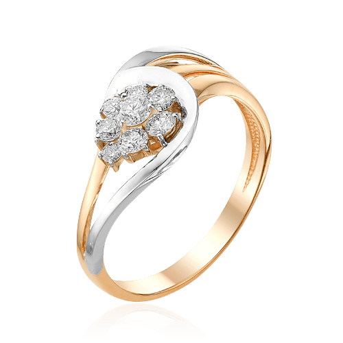 Кольцо с бриллиантами из красного и белого золота 585, фото № 1