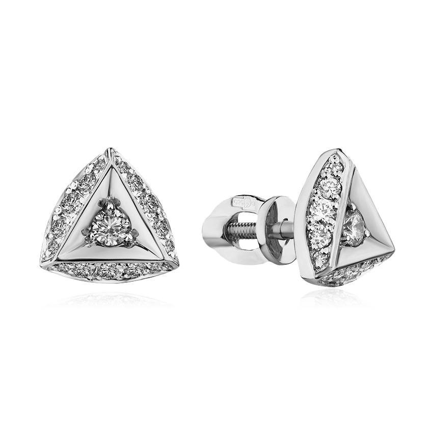 Серьги с бриллиантами из белого золота 585 пробы, фото № 1