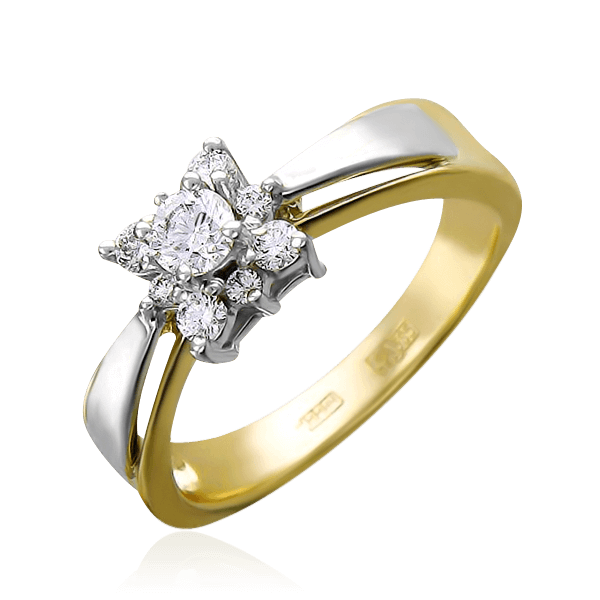Кольцо с бриллиантами из комбинированного золота 750, фото № 1
