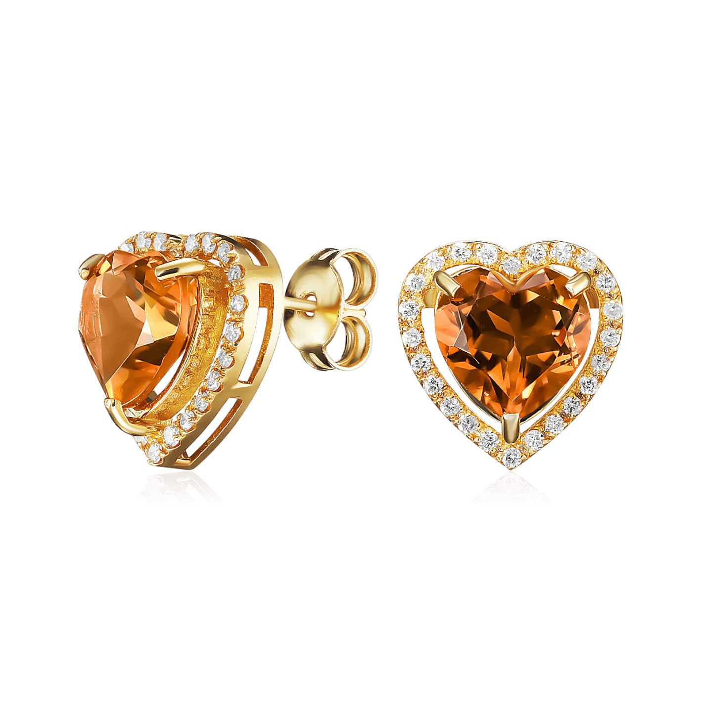 Серьги с бриллиантами, цитрином из желтого золота 750 пробы (арт. 133987)