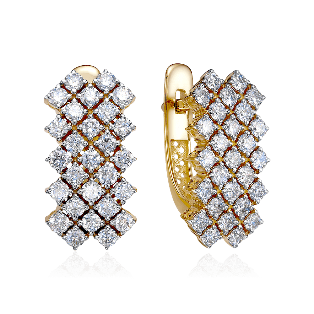 Серьги с бриллиантами из желтого золота 585 пробы (арт. 124640)