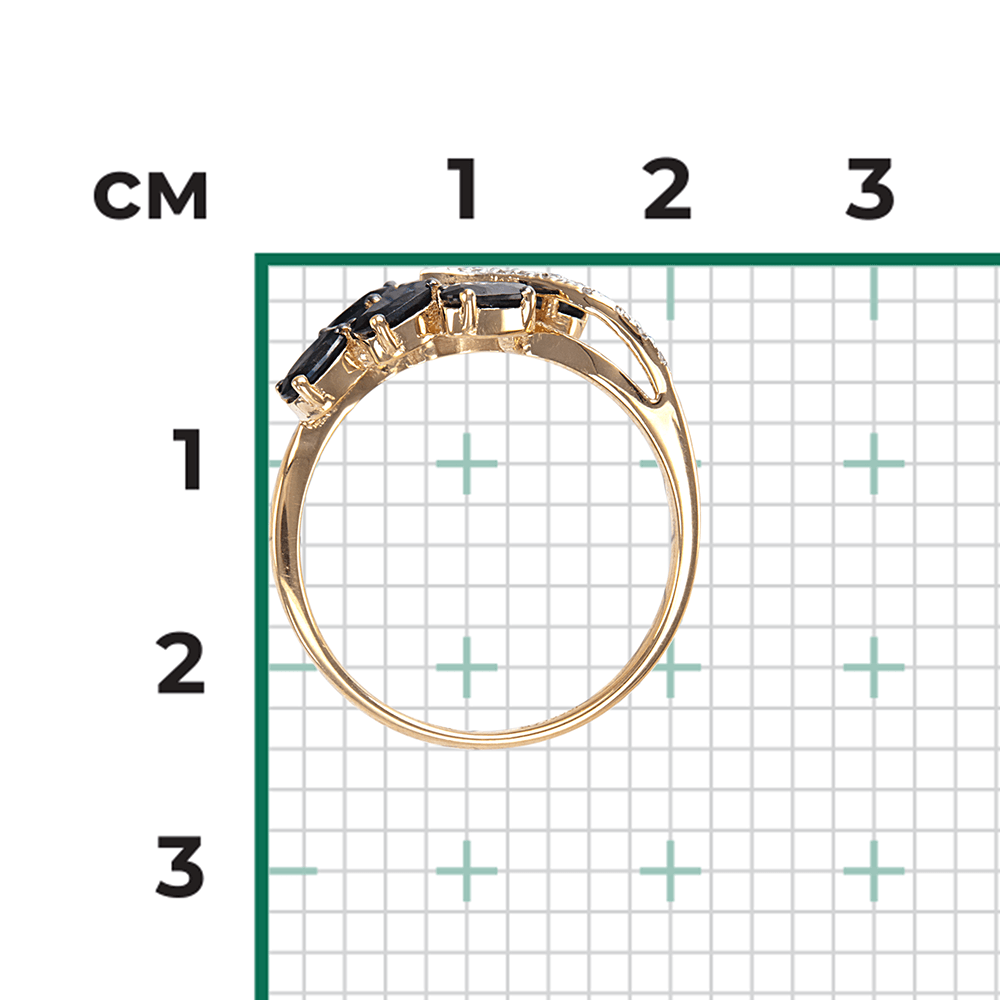 Кольцо с сапфиром, бриллиантами из красного золота 585 пробы, фото № 3