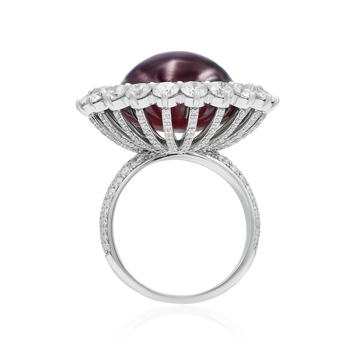 Кольцо с рубином, бриллиантами из белого золота 750 пробы, фото № 4