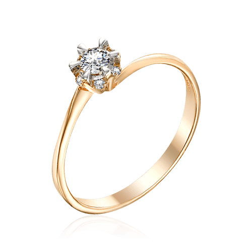 Кольцо с бриллиантами из красного золота 585, фото № 1