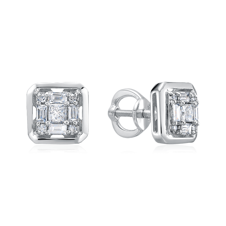 Серьги с бриллиантами из белого золота 585 пробы, фото № 1