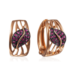 Серьги с рубином из красного золота 585 пробы (арт. 56647)