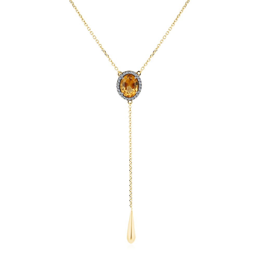 Колье с турмалином, бриллиантами из желтого золота 585 пробы (арт. 89995)
