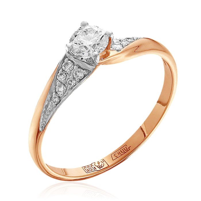 Кольцо с бриллиантами из красного золота 585 (арт. 34466)