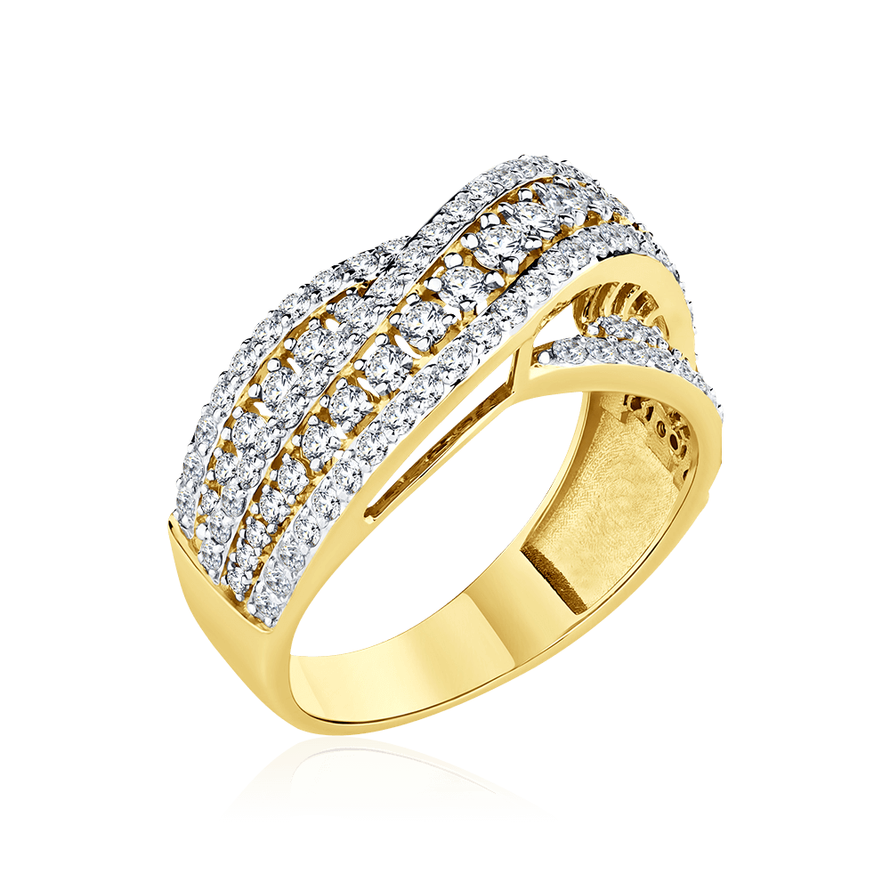 Кольцо с бриллиантами из желтого золота 585 пробы (арт. 103519)