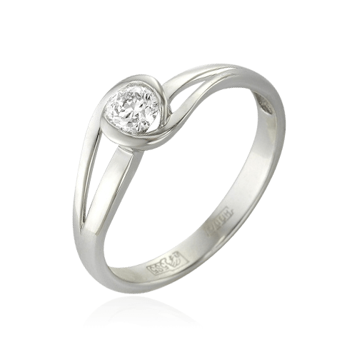 Кольцо с 1 бриллиантом из белого золота 585 (арт. 62856)