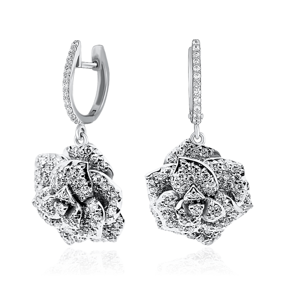 Серьги с бриллиантами из белого золота 585 пробы (арт. 134017)