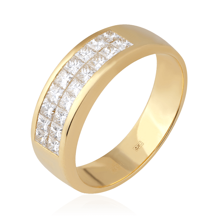 Кольцо с бриллиантами из желтого золота 750 пробы (арт. 75882)