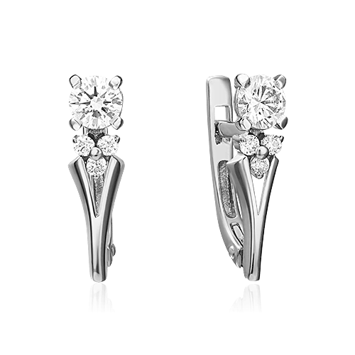 Серьги с бриллиантами из белого золота 585 пробы (арт. 86567)