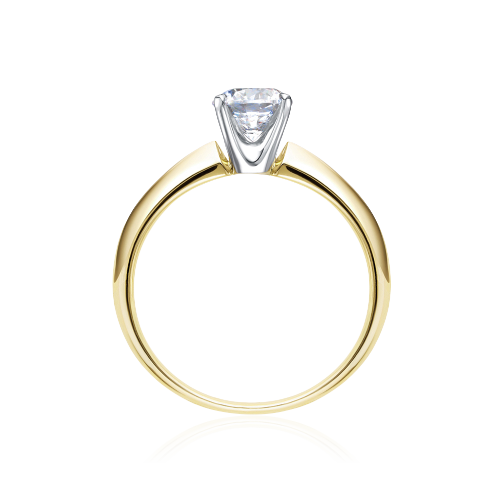 Кольцо с 1 бриллиантом из желтого золота 585 пробы, фото № 3