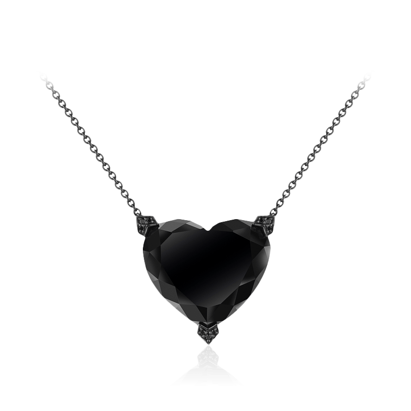 Колье с черным бриллиантом огранки сердце из черненого золота 750 пробы (арт. 91500)