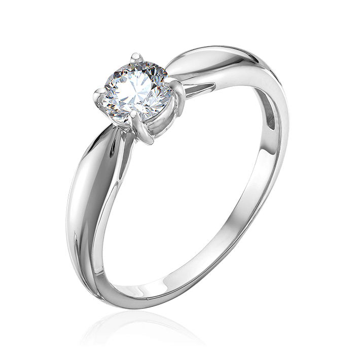 Кольцо с 1 бриллиантом из белого золота 585, фото № 1
