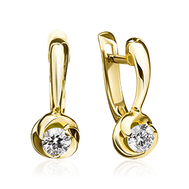 Серьги с бриллиантами из желтого золота 585 пробы (арт. 44955)