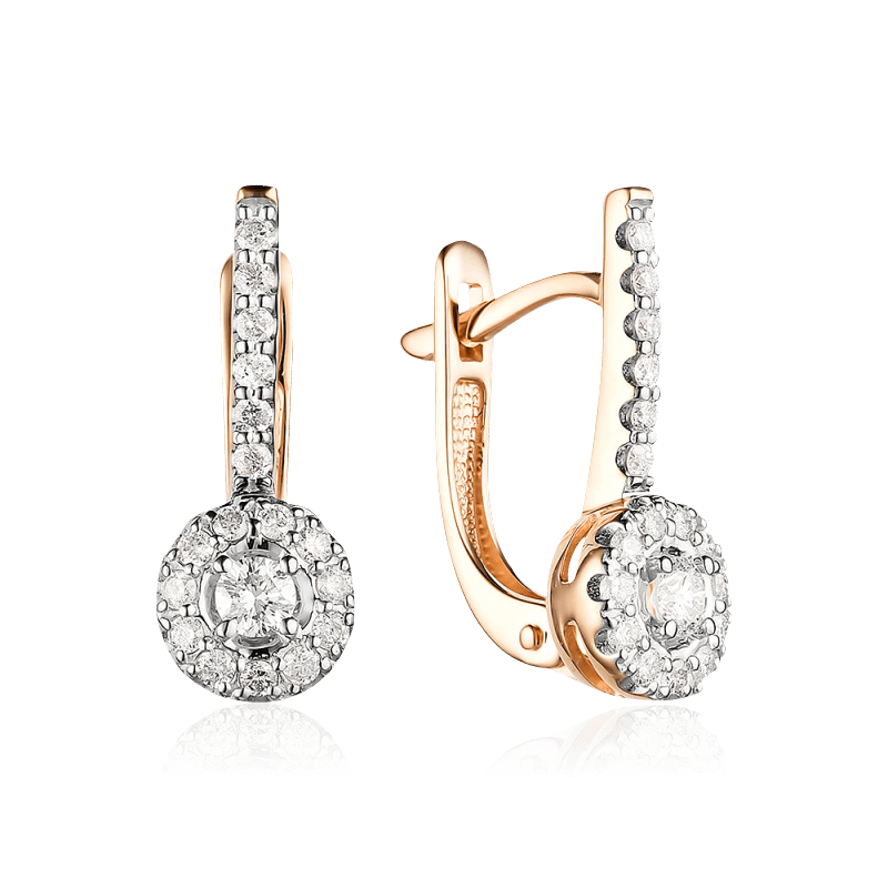 Серьги с бриллиантами из красного золота 585 пробы, фото № 1
