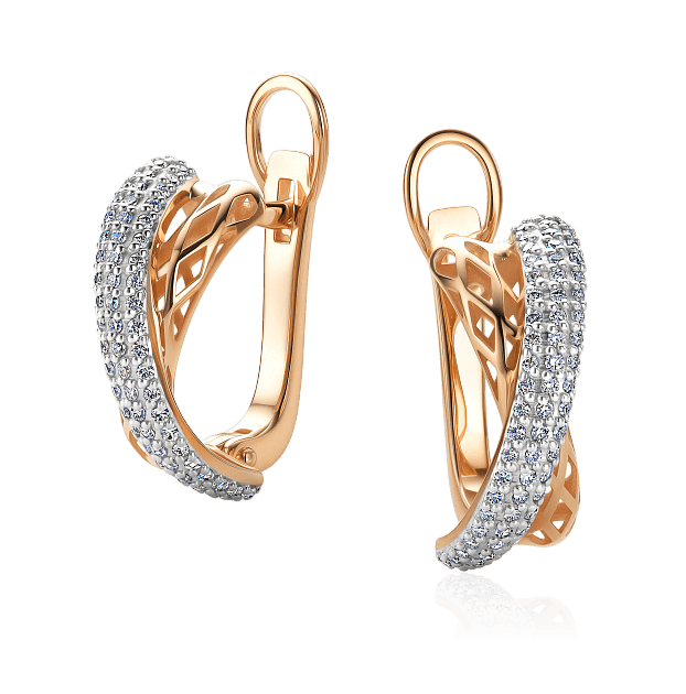 Серьги с бриллиантами из красного золота 585 пробы (арт. 124550)