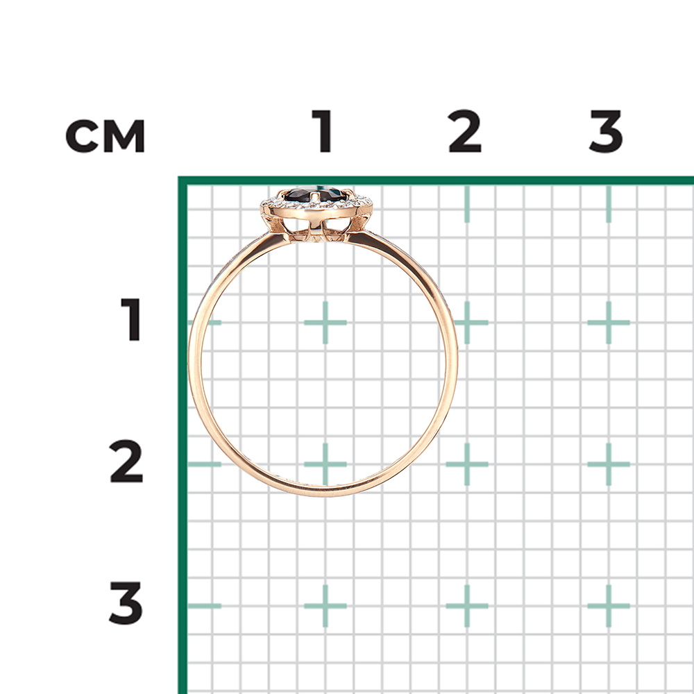 Кольцо с сапфиром, бриллиантами из красного золота 585 пробы, фото № 3