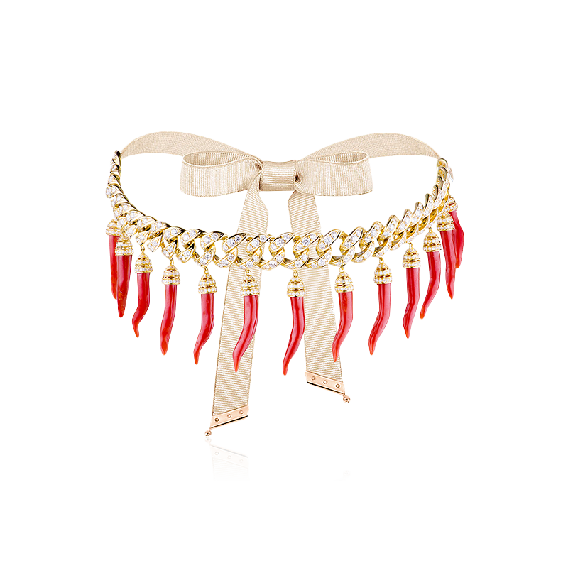 Браслет-колье Перчинка с кораллом, бриллиантами из красного золота 750 пробы, фото № 2