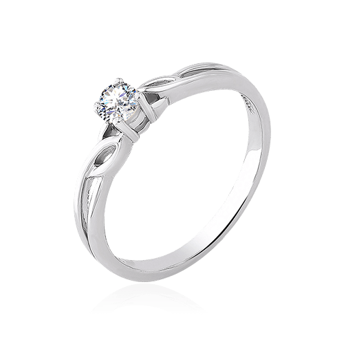 Кольцо с 1 бриллиантом из белого золота 585, фото № 1
