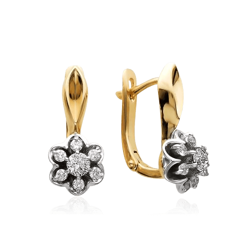 Серьги с бриллиантами из красного золота 585 пробы (арт. 30903)