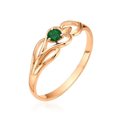 Кольцо с изумрудом из красного золота 585 пробы (арт. 31900)