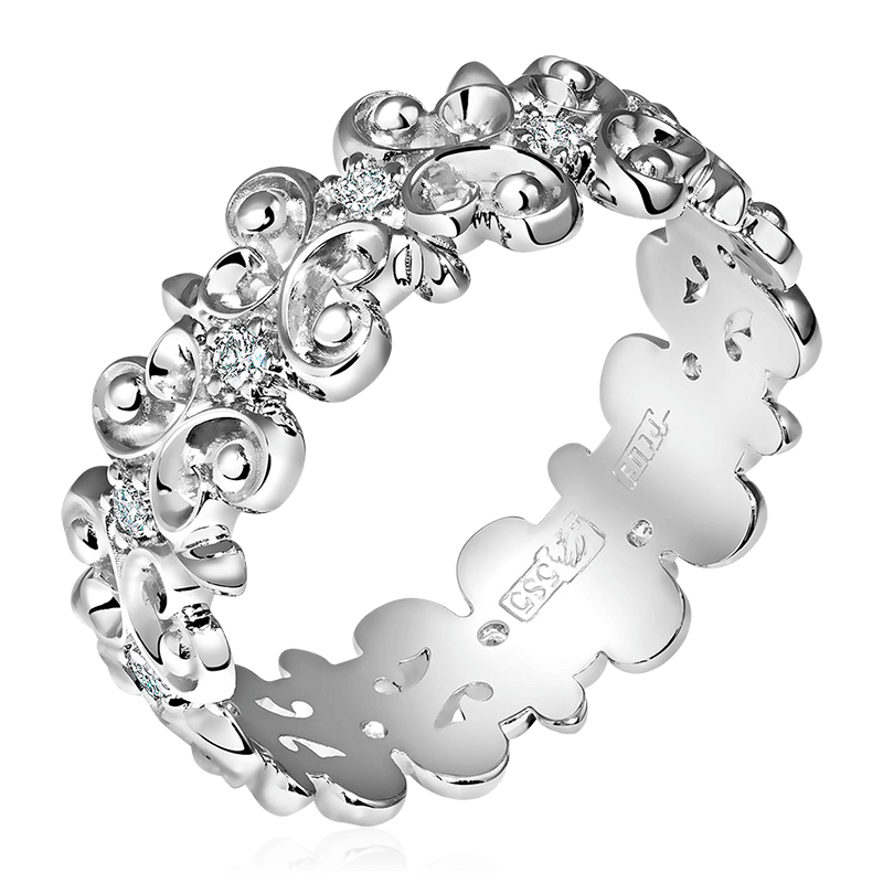 Кольцо с бриллиантами из белого золота 585 (арт. 50390)