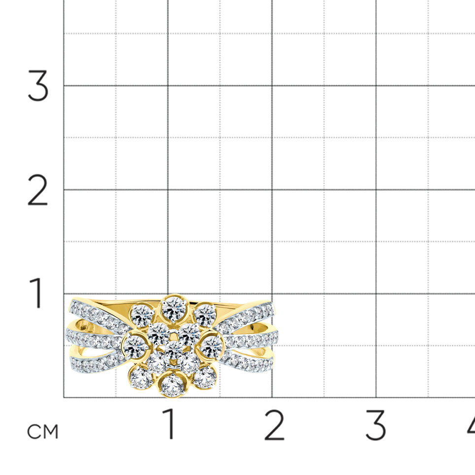 Кольцо с бриллиантами из желтого золота 585 пробы, фото № 4