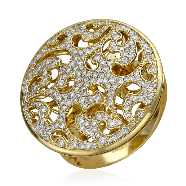 Кольцо с россыпью бриллиантов из желтого золота 750 (арт. 13435)