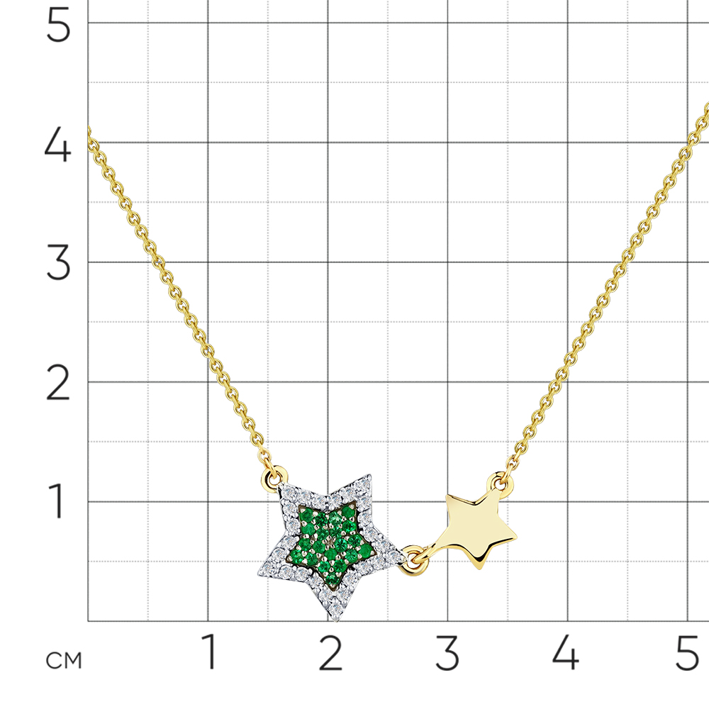 Колье с бриллиантами, изумрудом из желтого золота 585 пробы, фото № 2