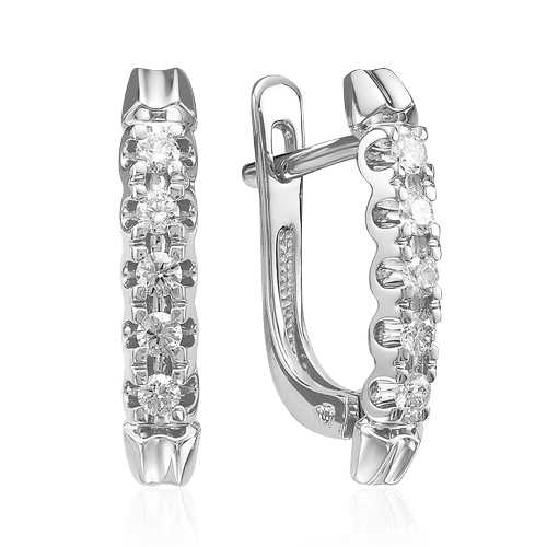 Серьги с бриллиантами из белого золота 585 пробы, фото № 1