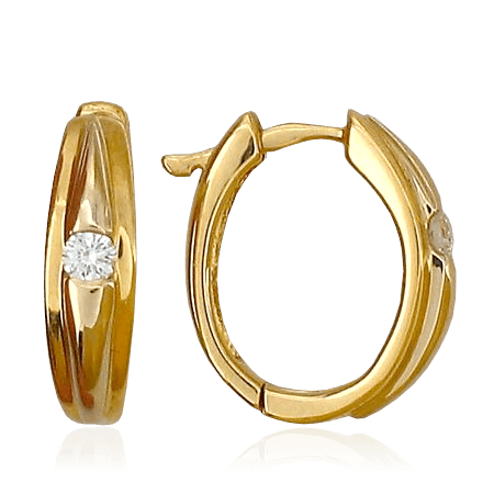 Серьги с бриллиантами из комбинированного золота 750 пробы, фото № 1