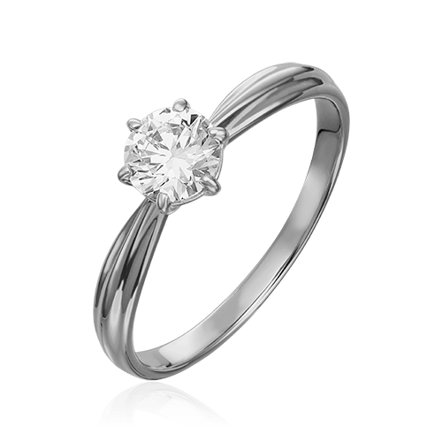 Кольцо с 1 бриллиантом из белого золота 585, фото № 1