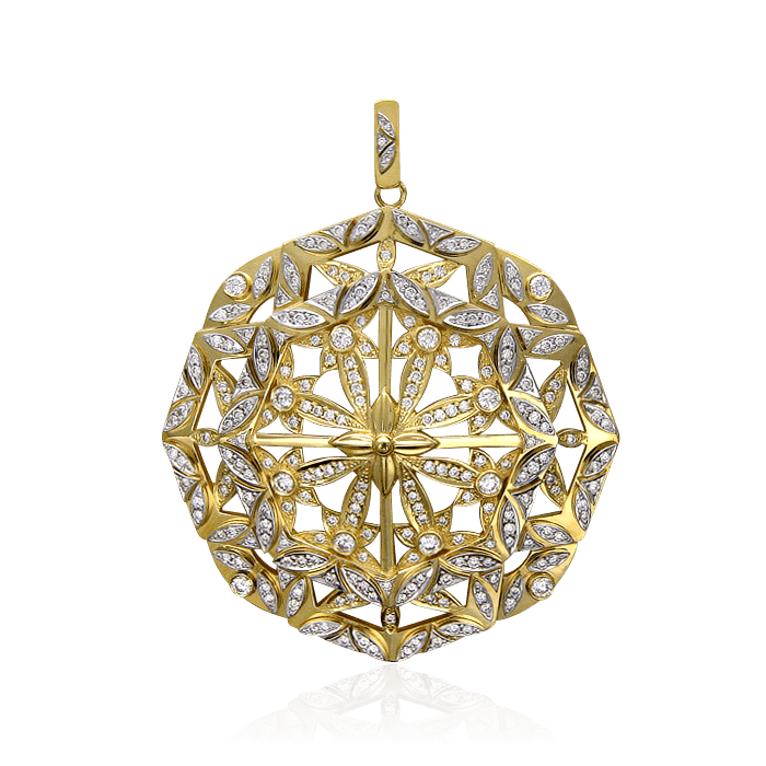 Кулон с бриллиантами в желтом и белом золоте 750 пробы (арт. 28936)