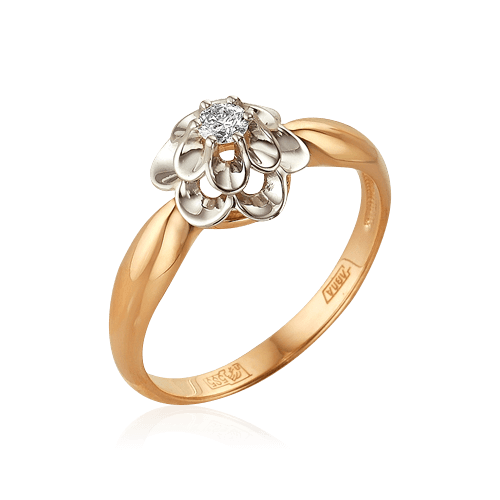 Кольцо с 1 бриллиантом из комбинированного золота 585 (арт. 62882)