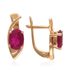 Серьги с рубином из красного золота 585 пробы (арт. 15501)